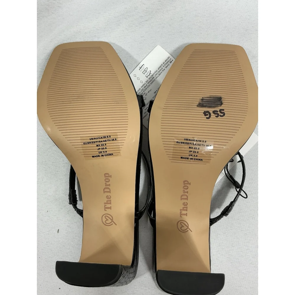 Womans New With Tags The Drop Strappy Slip On Sandals 5.5 Black Snake Skin